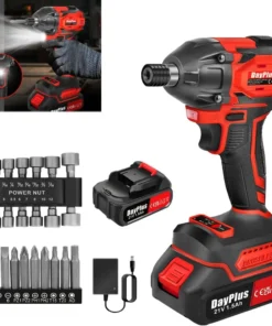 1V Cordless Impact Wrench 1/2 inch Driver with 1.5Ah Li-Ion Battery14 Impact Socket Sets2 Screwdriver Bits Automotive Maintenance